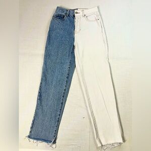 PacSun Women's Size 24 Eco White Two-Tone High Waisted Straight Leg Jeans #0189